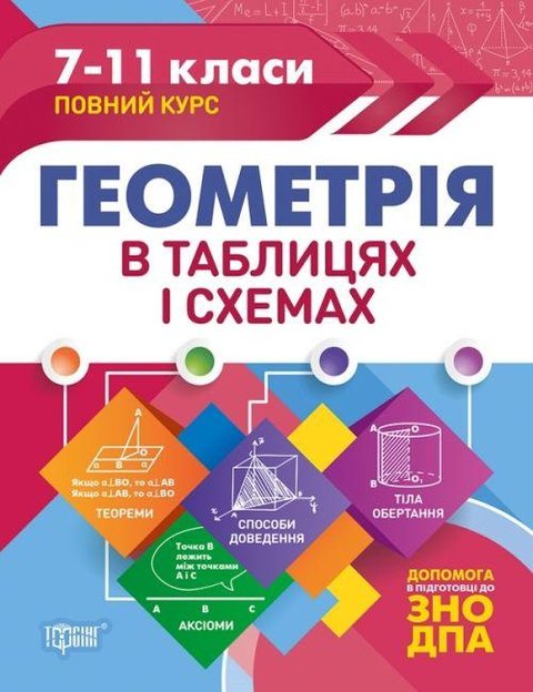 Геометрія в таблицях і схемах. 7-11 класи. Допомога в підготовці до ДПА, ЗНО — Роганін О.М. TOR0227 фото